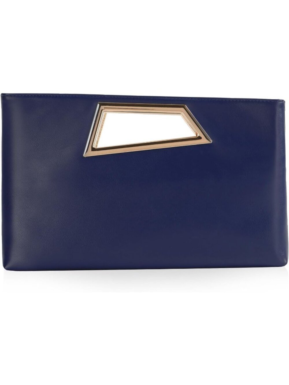 Women's Navy PU Leather Cocktail Clutch Purse -Metallic Geo Top Handle Bag
